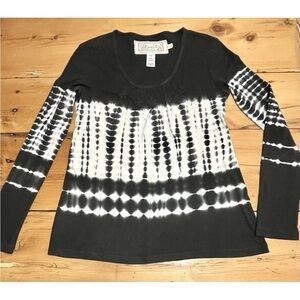 AVENTURA Shirt Top - Black/White Tie Dye Organic Cotton Stretch Soft